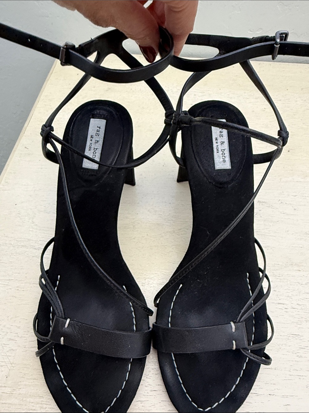 rag & bone Black Strappy Ankle-Tie Heels